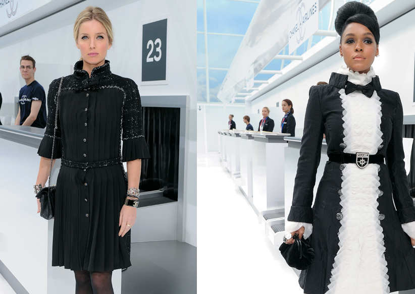 Chanel outfits on celebrities attending Chanel Haute Couture Fall